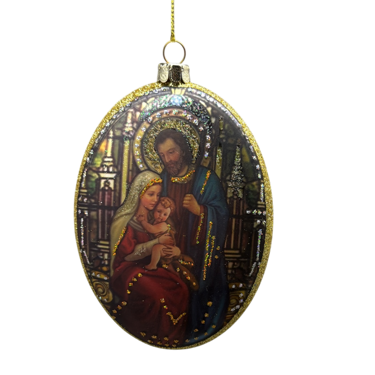 Stained Glass Style Holy Family With Baby Jesus Ornament