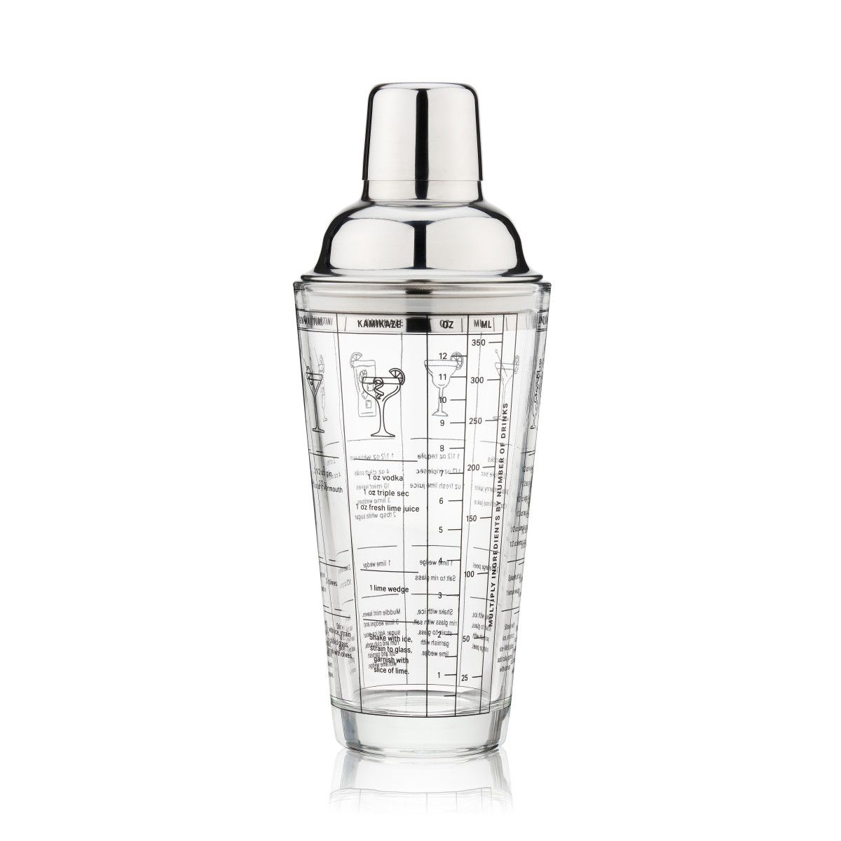 Cocktail Shaker - Glass Recipe Shaker by Homeportonline