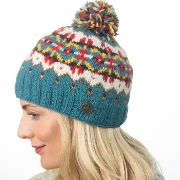 Norse Bobble Hat - Pure Wool - Knitted