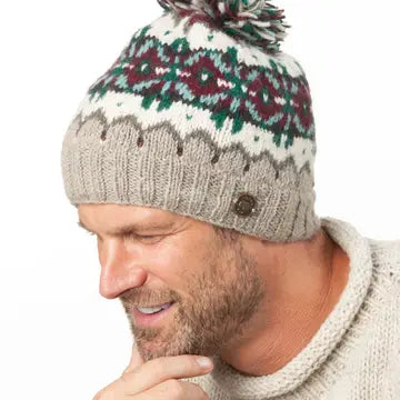 Norse Bobble Hat - Pure Wool - Knitted