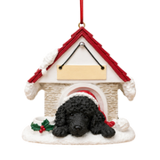 Ceramic Doghouse Ornament - Poodle - Black
