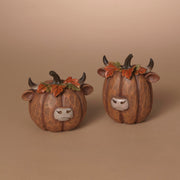 Resin Pumpkin Highland Cow Figurine -