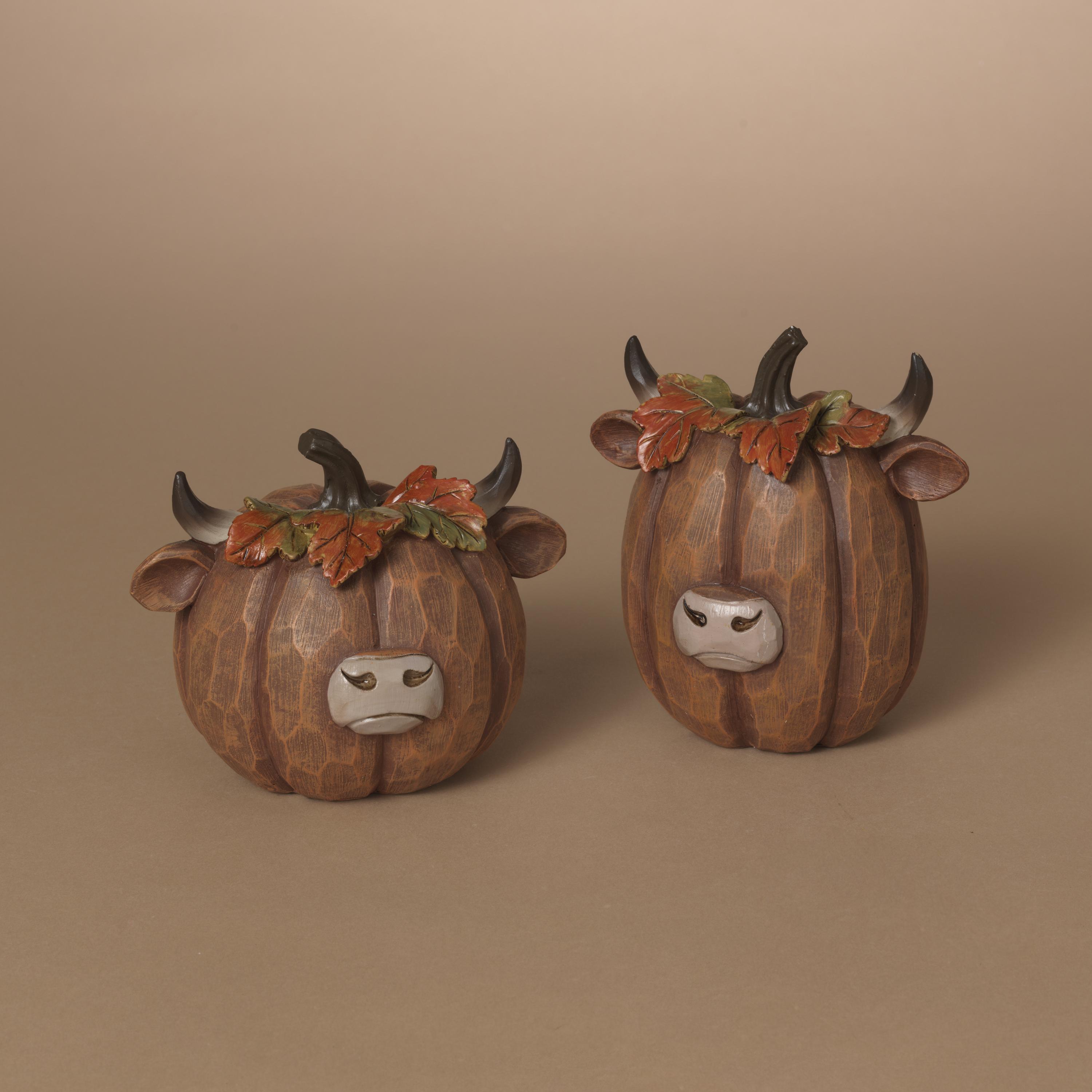 Resin Pumpkin Highland Cow Figurine -
