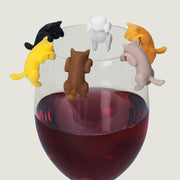Wine Glass Charm Marker Set Cat Paws Off Pack Of 6 by Homeportonline