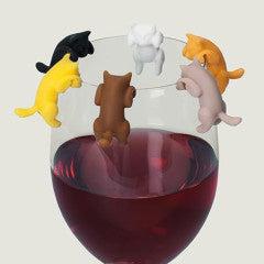 Wine Glass Charm Marker Set Cat Paws Off Pack Of 6 by Homeportonline