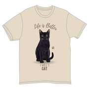 Life is Better with a Black cat T-Shirt -