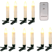 Clip-on LED Candles with Remote - White - 10 Pack