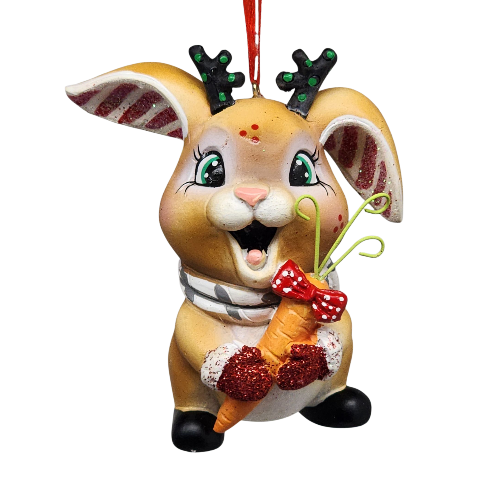 Jolly Bunny Ornament - Approximately 4 Inches