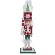 Hollywood Nutcrackers  Lighted Animated Musical Soldier Water Globe Hat - Red and White