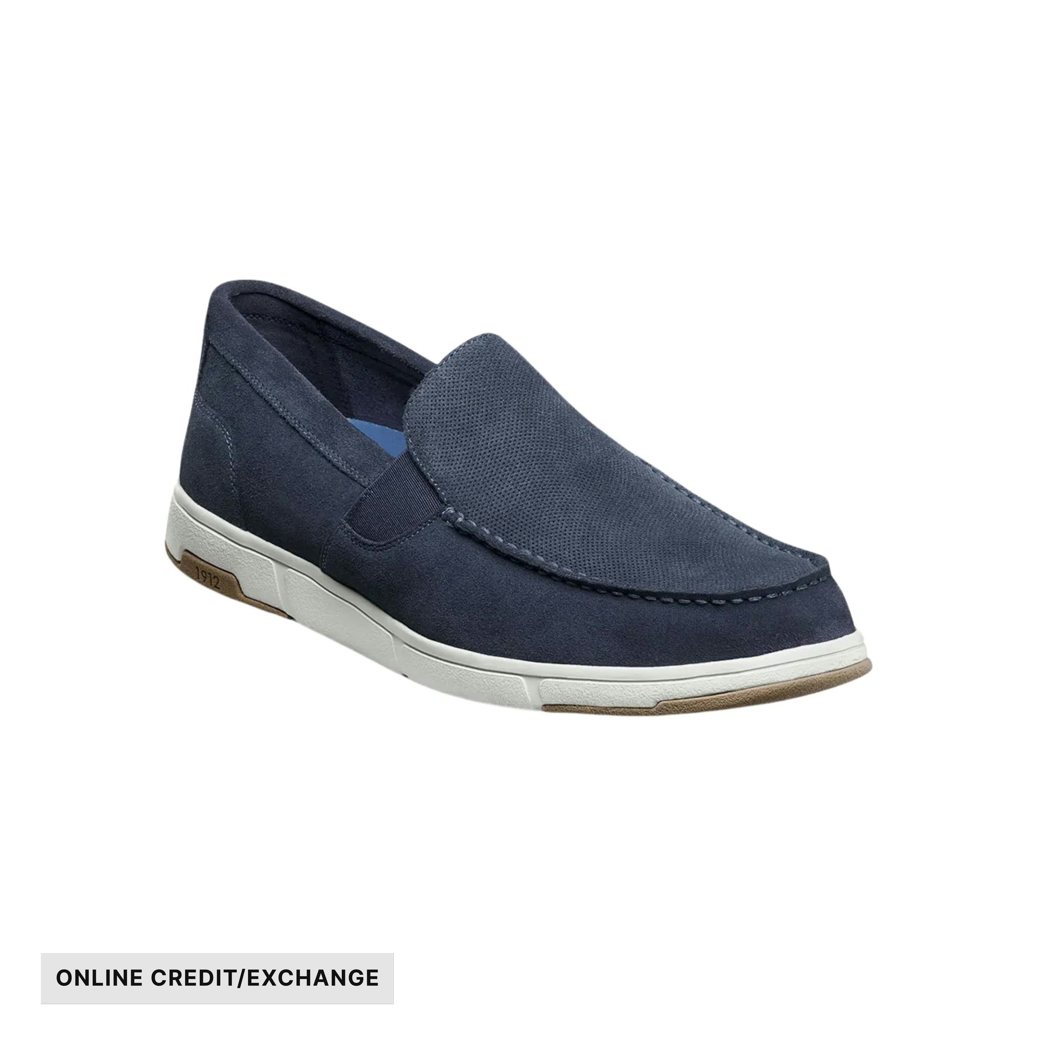 Nunn Bush Men's Luca Suede Moc Toe Venetian Slip On Shoes - Navy