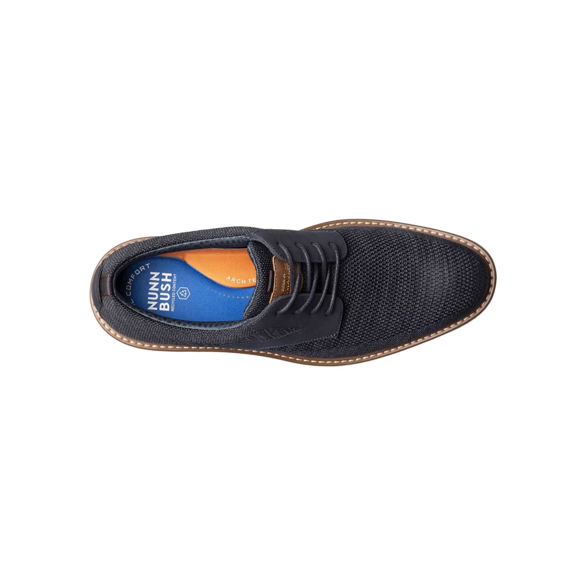Nunn Bush Men's Griff Knit Plain Toe Oxford Shoes - Navy by Lenny's Shoe & Apparel