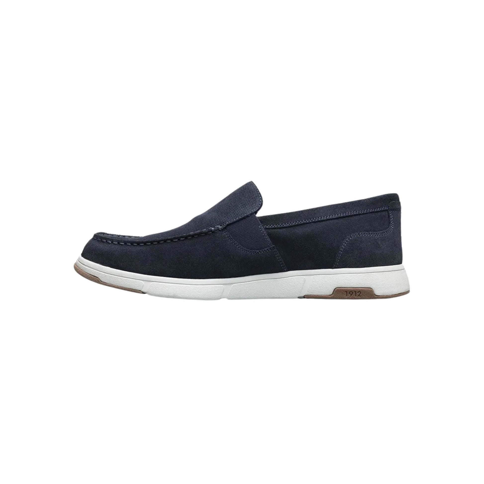 Nunn Bush Men's Luca Suede Moc Toe Venetian Slip On Shoes - Navy by Lenny's Shoe & Apparel
