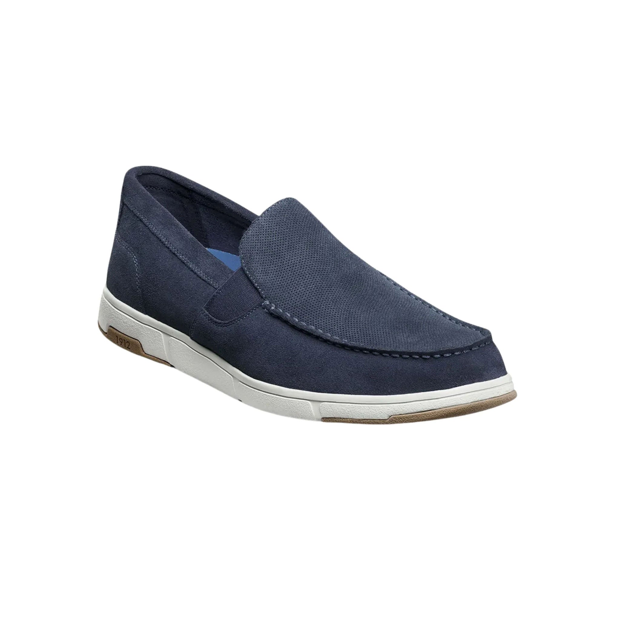 Nunn Bush Men's Luca Suede Moc Toe Venetian Slip On Shoes - Navy by Lenny's Shoe & Apparel