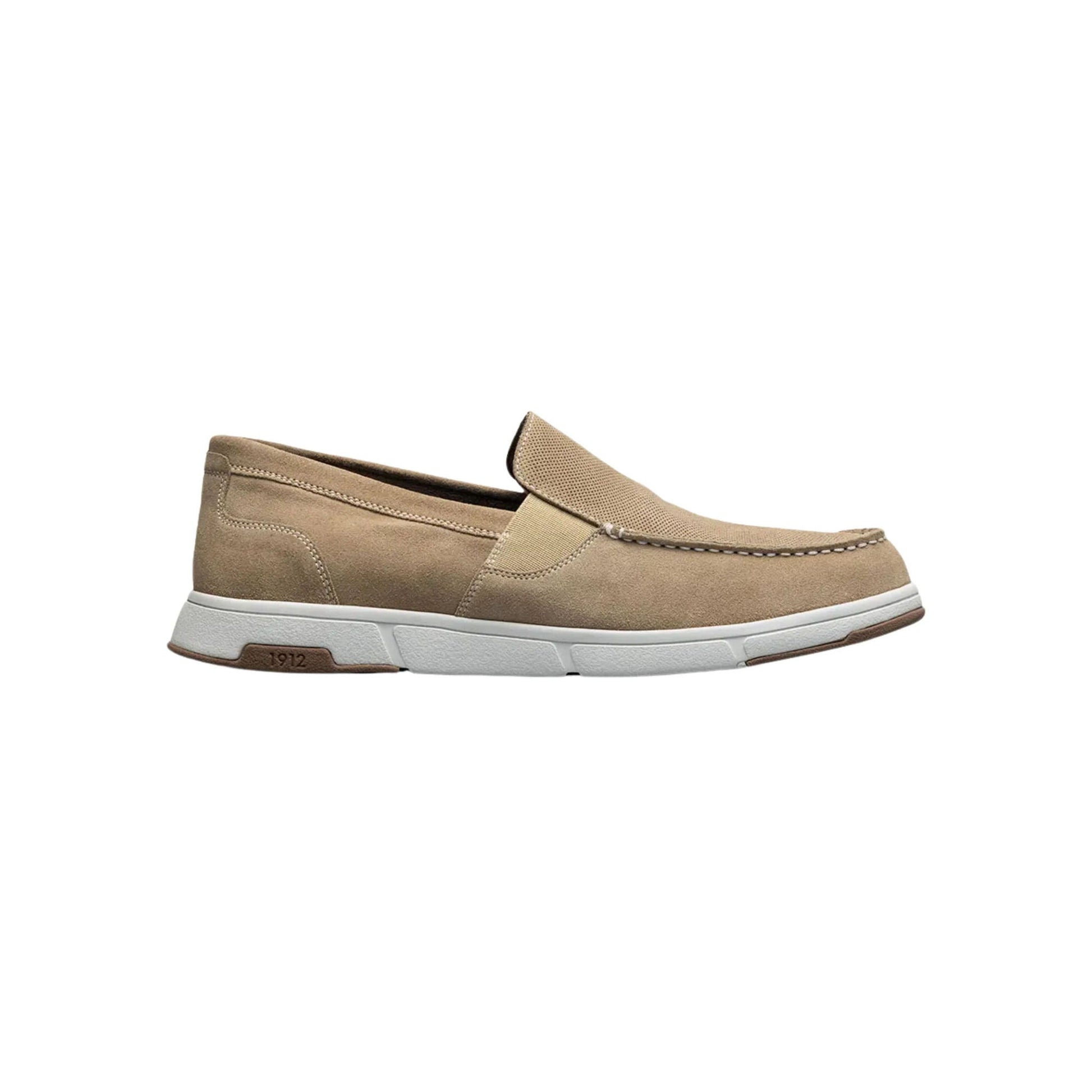Nunn Bush Men's Luca Suede Moc Toe Venetian Slip On Shoes - Stone by Lenny's Shoe & Apparel