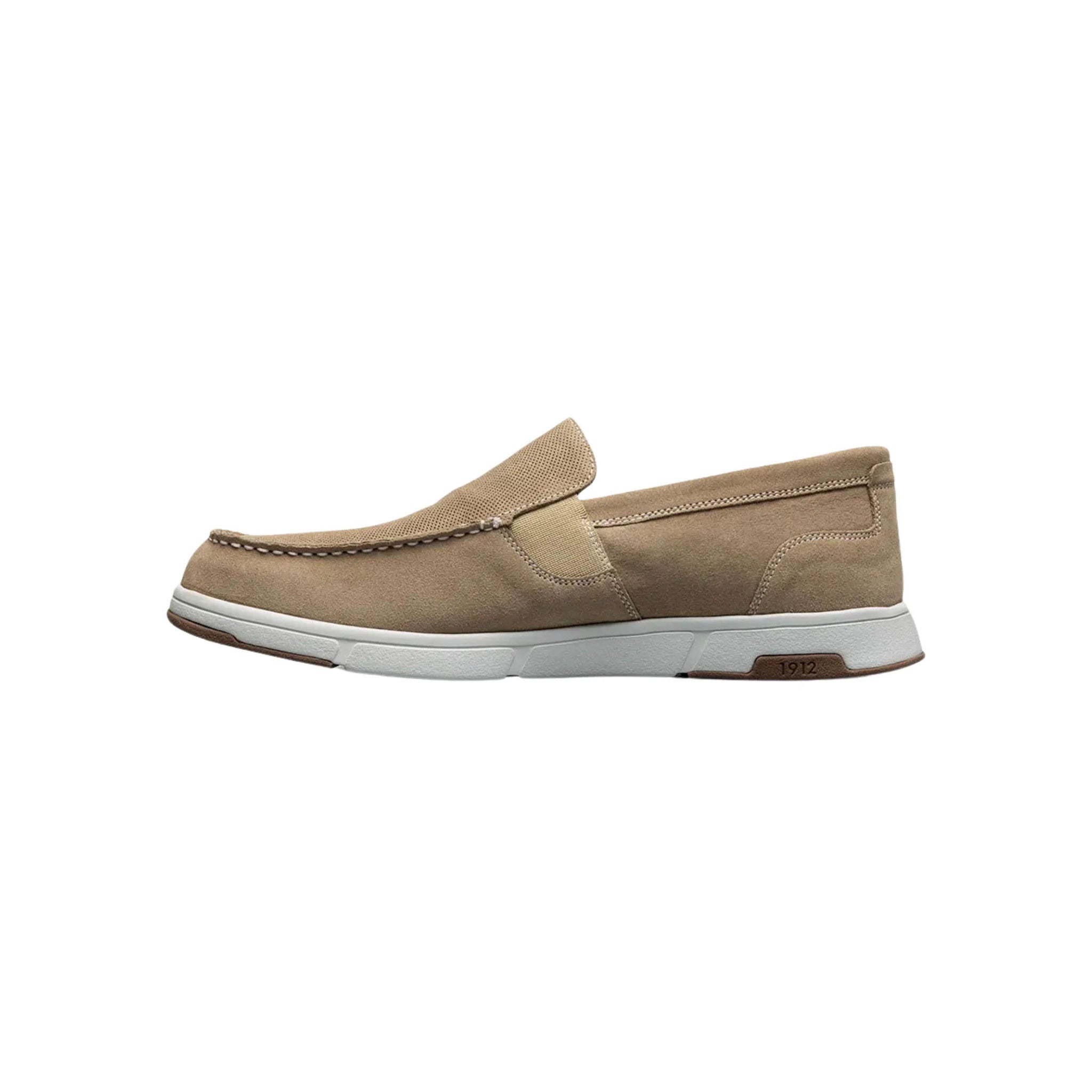 Nunn Bush Men's Luca Suede Moc Toe Venetian Slip On Shoes - Stone by Lenny's Shoe & Apparel