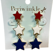 Patriotic Triple Star Earrings – Red, White & Blue