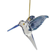 Feeding Hummingbird Glass Ornament - Blue Wings / Blue Tail / Blue Beak