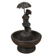 29-Inch Tall Girl Holding Umbrella Water Fountain