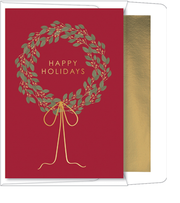 Foil Accented Embossed Cards (Happy Holidays with Holly Wreath)