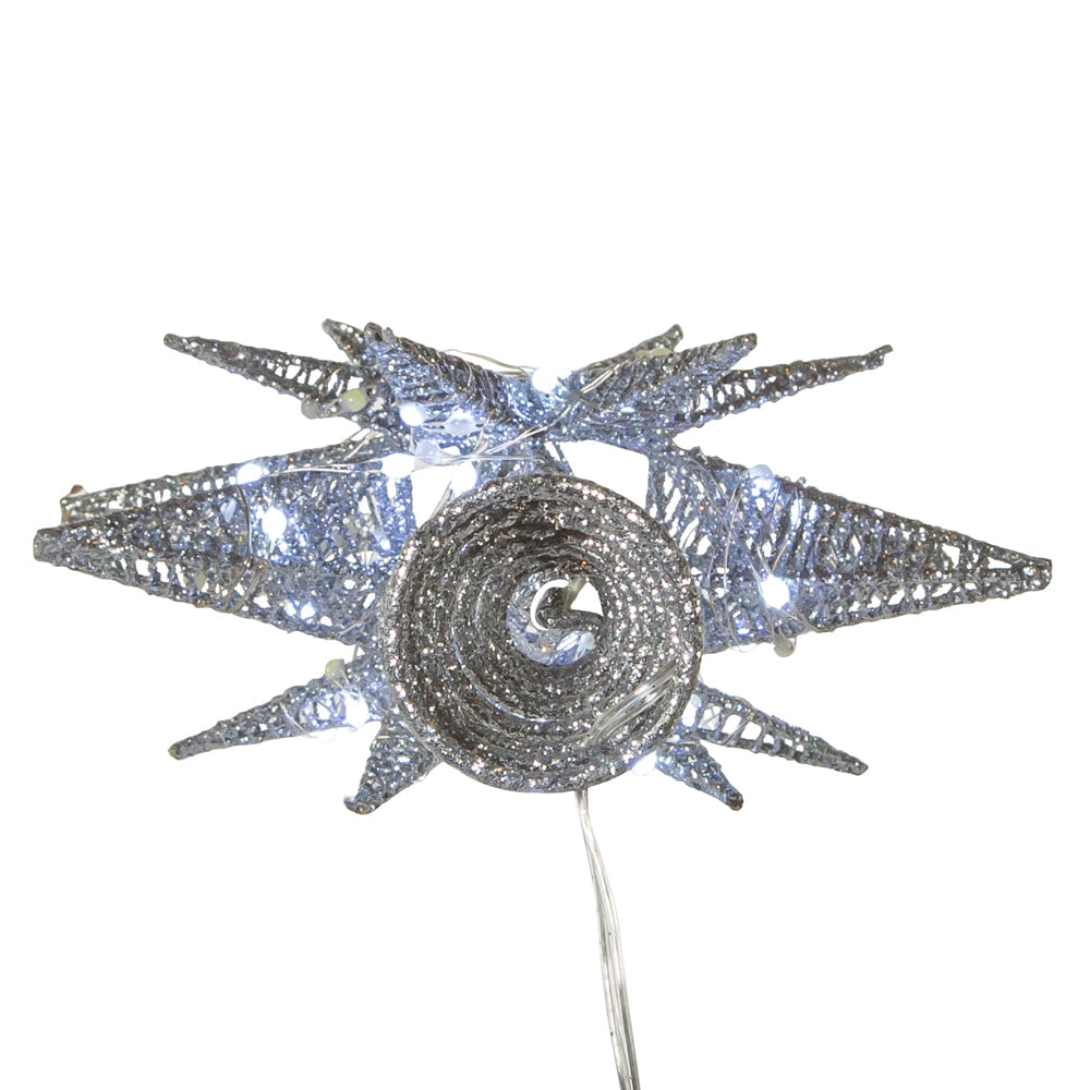 Twinkling Superbright LED Silver Starburst Treetopper