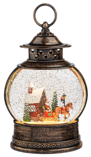 Swirling Lighted Glitterdome - Santa Winter Scene