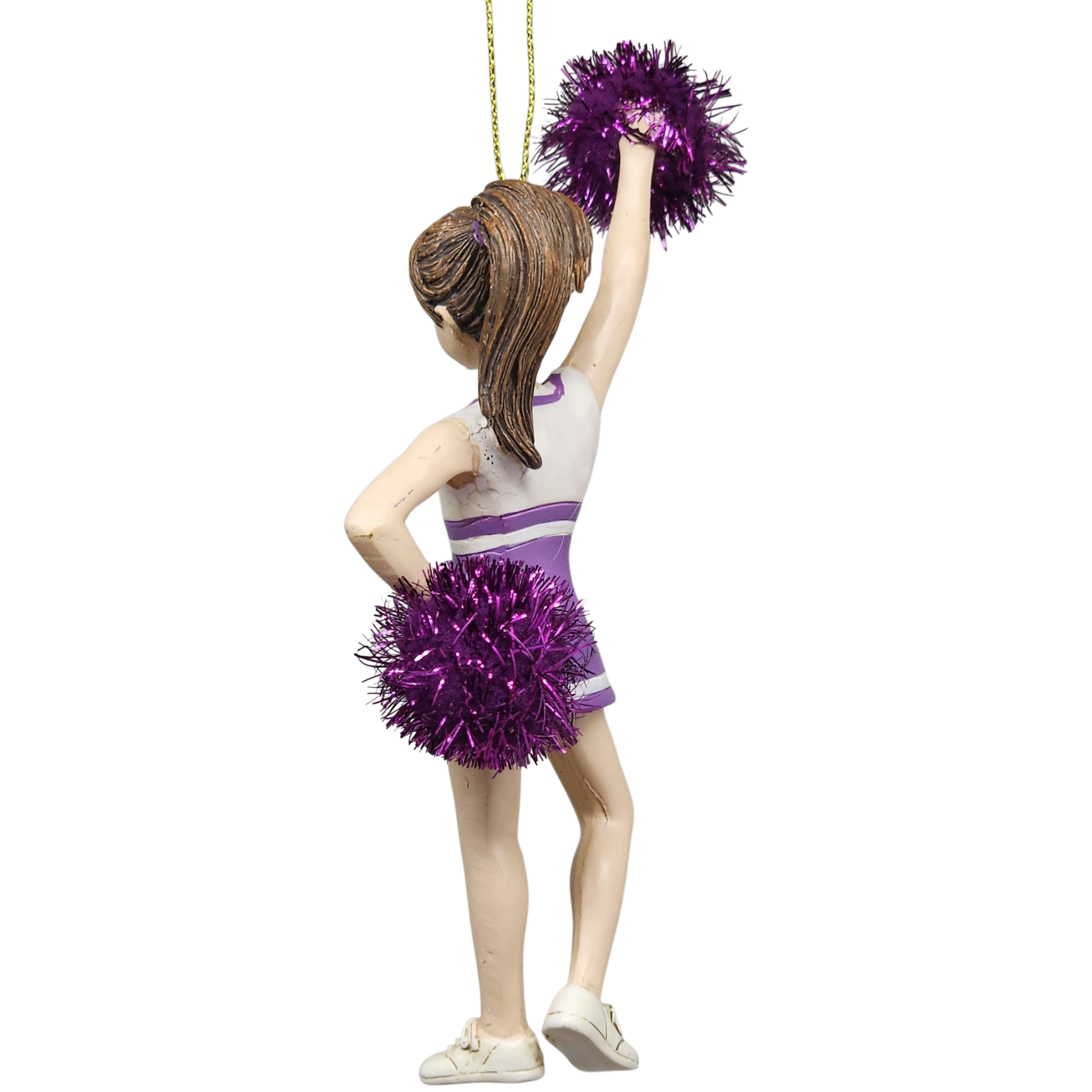 Pom-Pom Cheerleader Ornament - Purple - 5.5 Inches