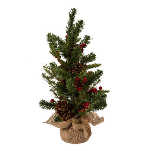 24-Inch Red Berries and Pinecones Artificial Christmas Tree