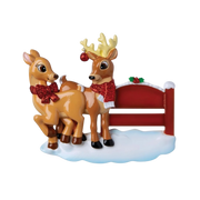Reindeer Couple with Park Sign Personalized Christmas Ornament