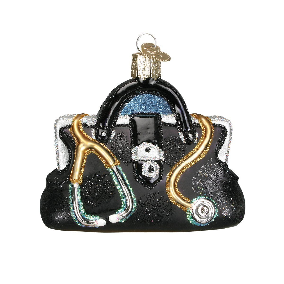 Black Doctor's Bag Glass Ornament