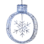 Frosted Elegance: A Silver Snowflake Ornament Aglow - 20 inch