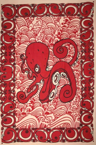 Tapestry Single Size Octopus Red by Homeportonline