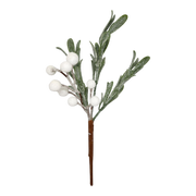 White Berry Mistletoe Pick - Frosted