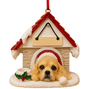 Ceramic Doghouse Ornament - Cocker Spaniel - Blonde