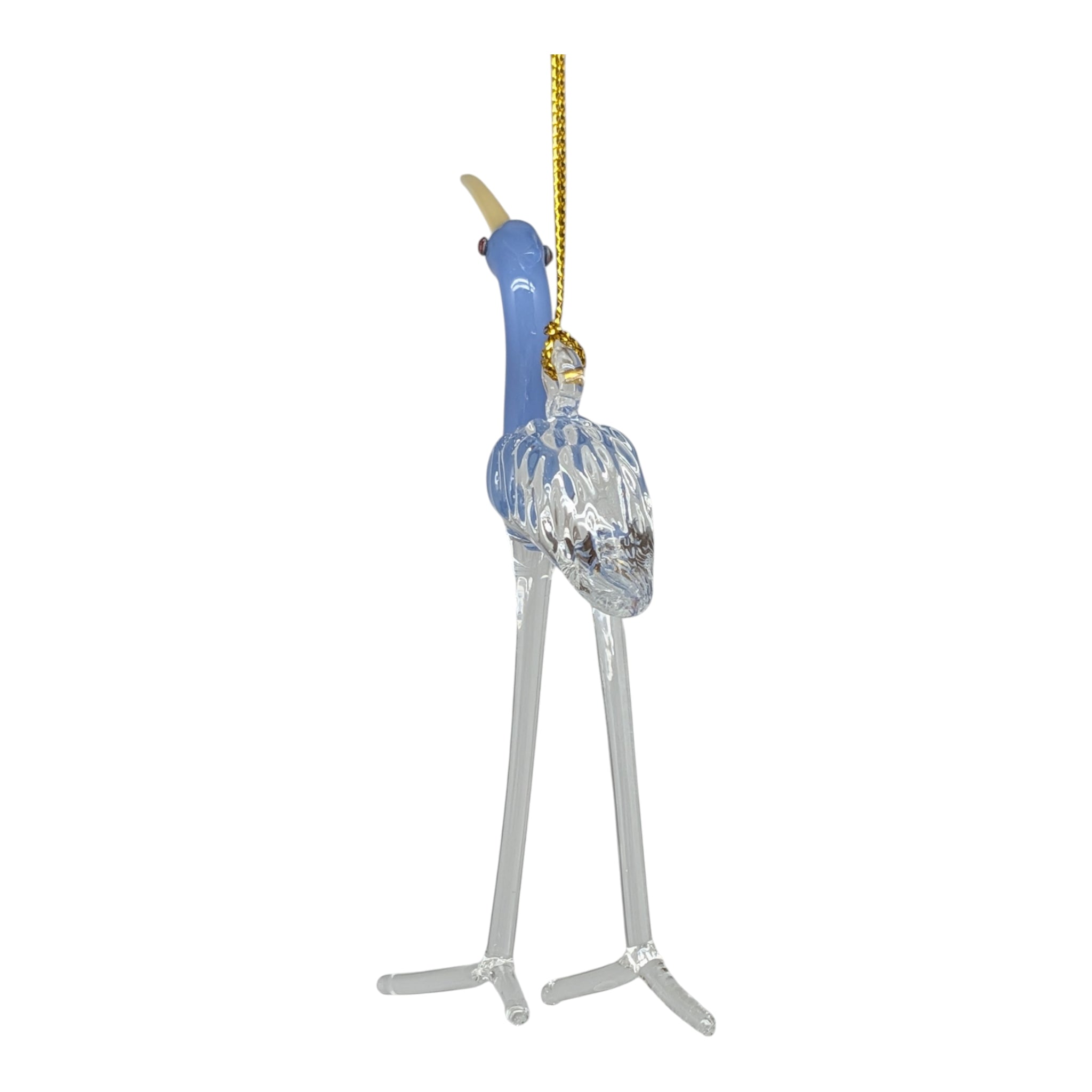 Clear and Blue Heron Ornament with Asfour Crystal Eyes