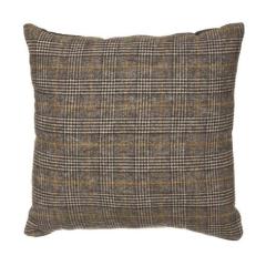 Throw Pillow - Wool Blend Plaid Grays and Gold by Homeportonline