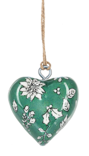 Mini Botanical Heart Ornament - Light Green