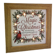 Lighted Holiday Cardinal Block - The Magic of Christmas Never Ends