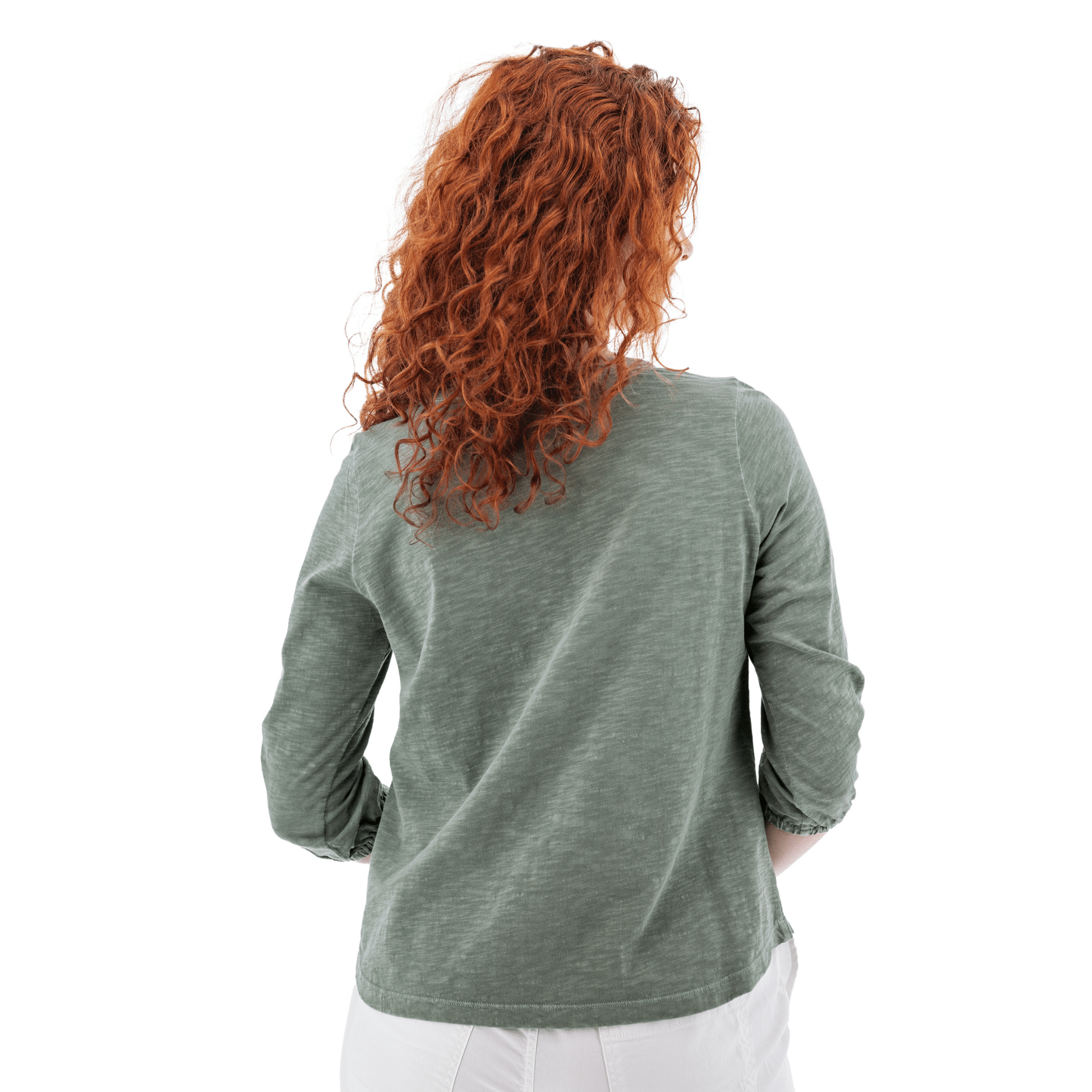Old Ranch Women's Este Organic Cotton V Neck Henley Top - Shadow by Lenny's Shoe & Apparel