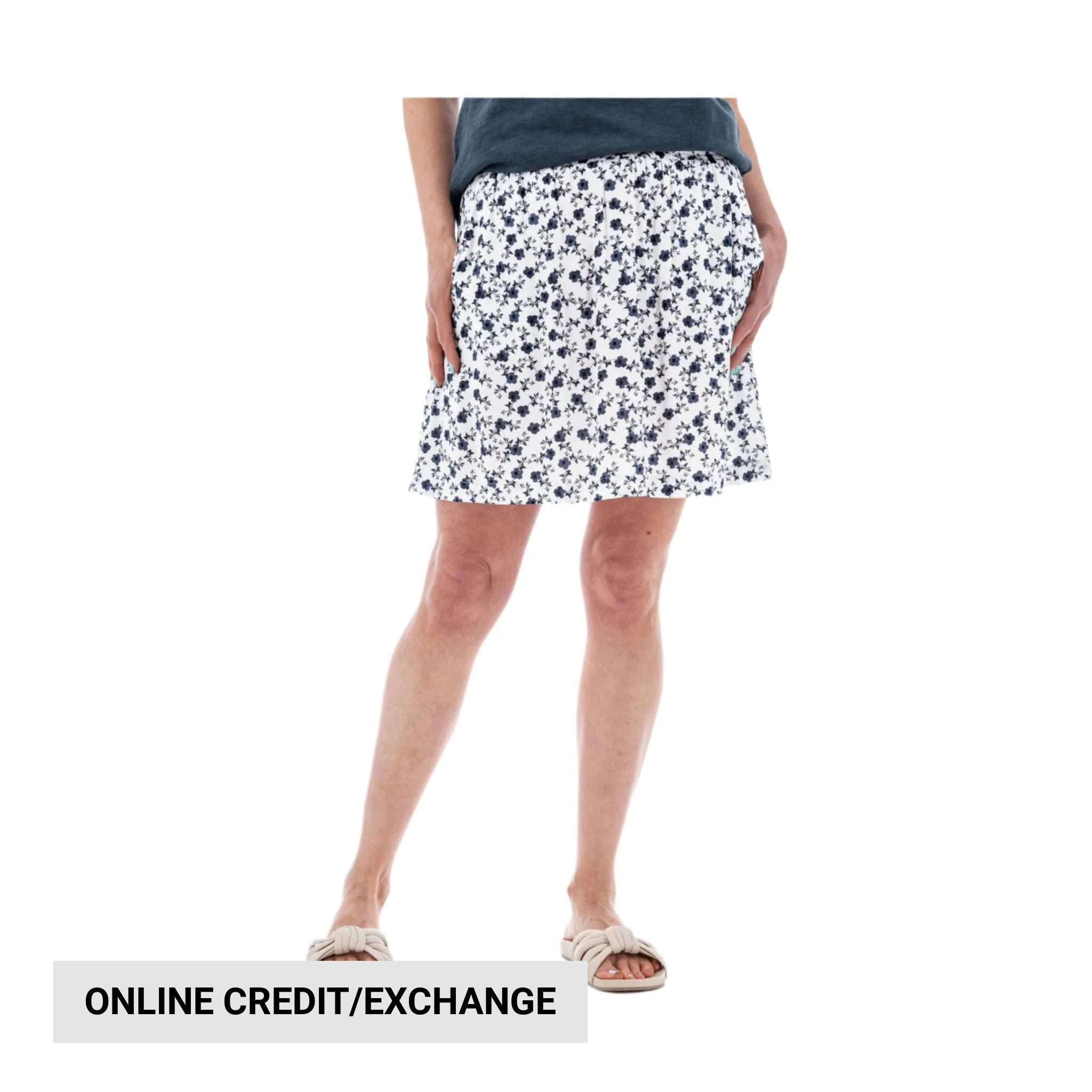 Old Ranch Women's Fleur Pull On Print Skirt - White by Lenny's Shoe & Apparel