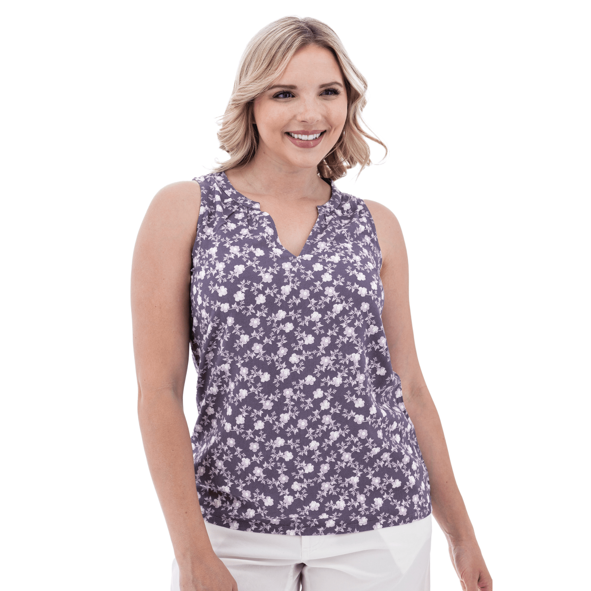 Old Ranch Women's Fleur Sleeveless Tank Top - Purple Sage by Lenny's Shoe & Apparel