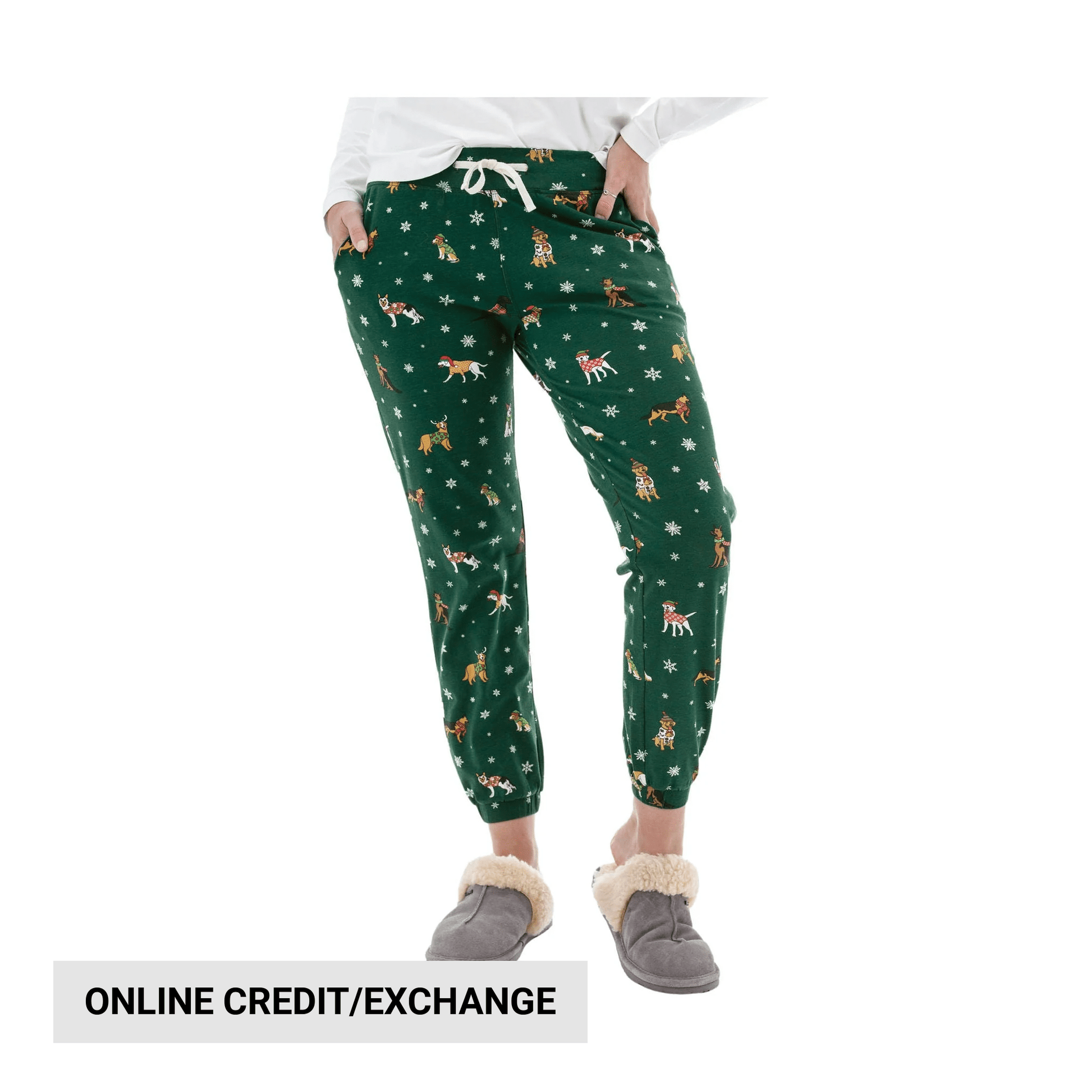 Old Ranch Women's Holiday Dog Pajama Jogger - Evergreen by Lenny's Shoe & Apparel