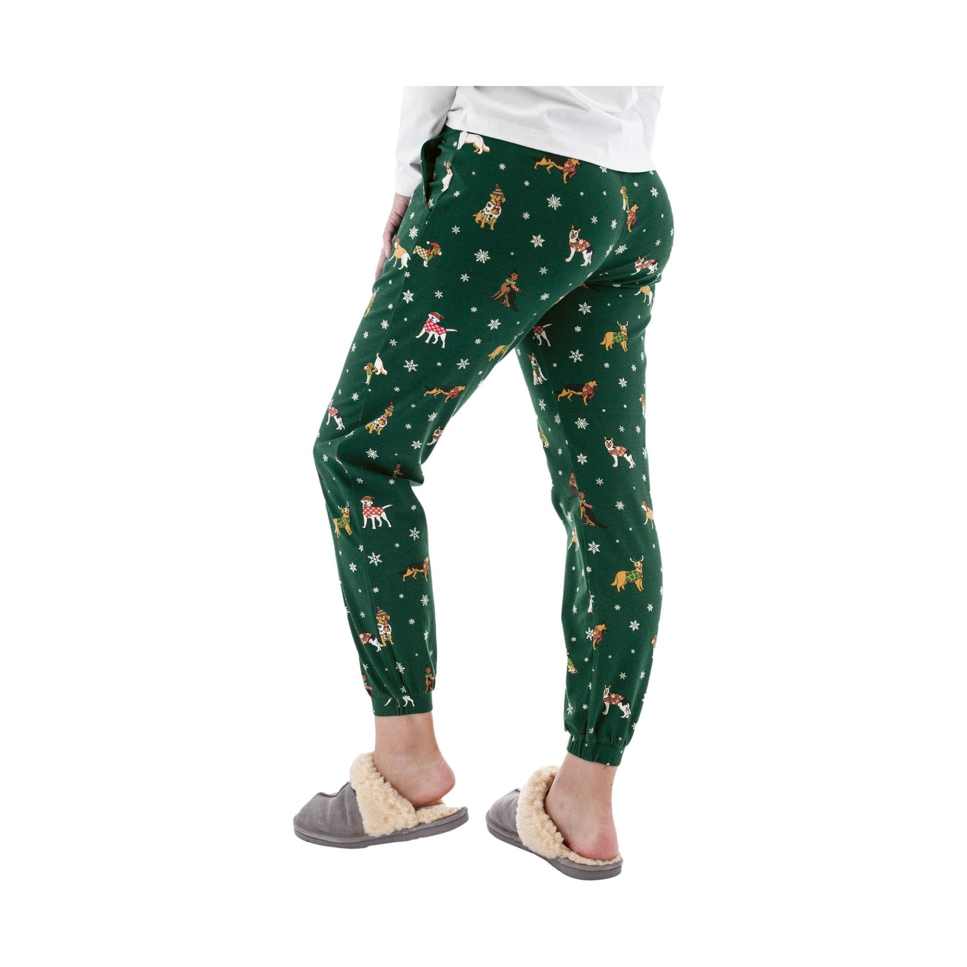 Old Ranch Women's Holiday Dog Pajama Jogger - Evergreen by Lenny's Shoe & Apparel