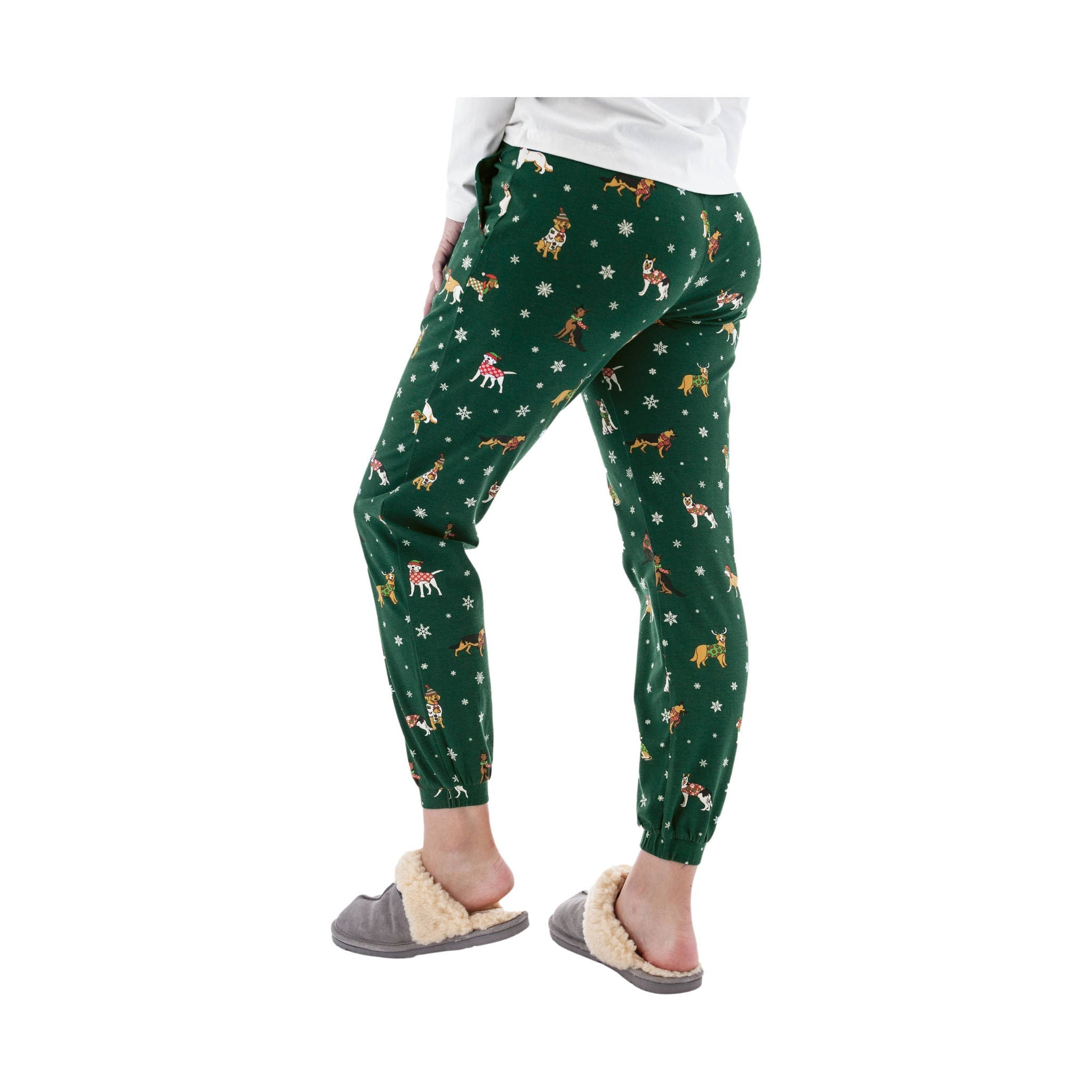 Old Ranch Women's Holiday Dog Pajama Jogger - Evergreen by Lenny's Shoe & Apparel