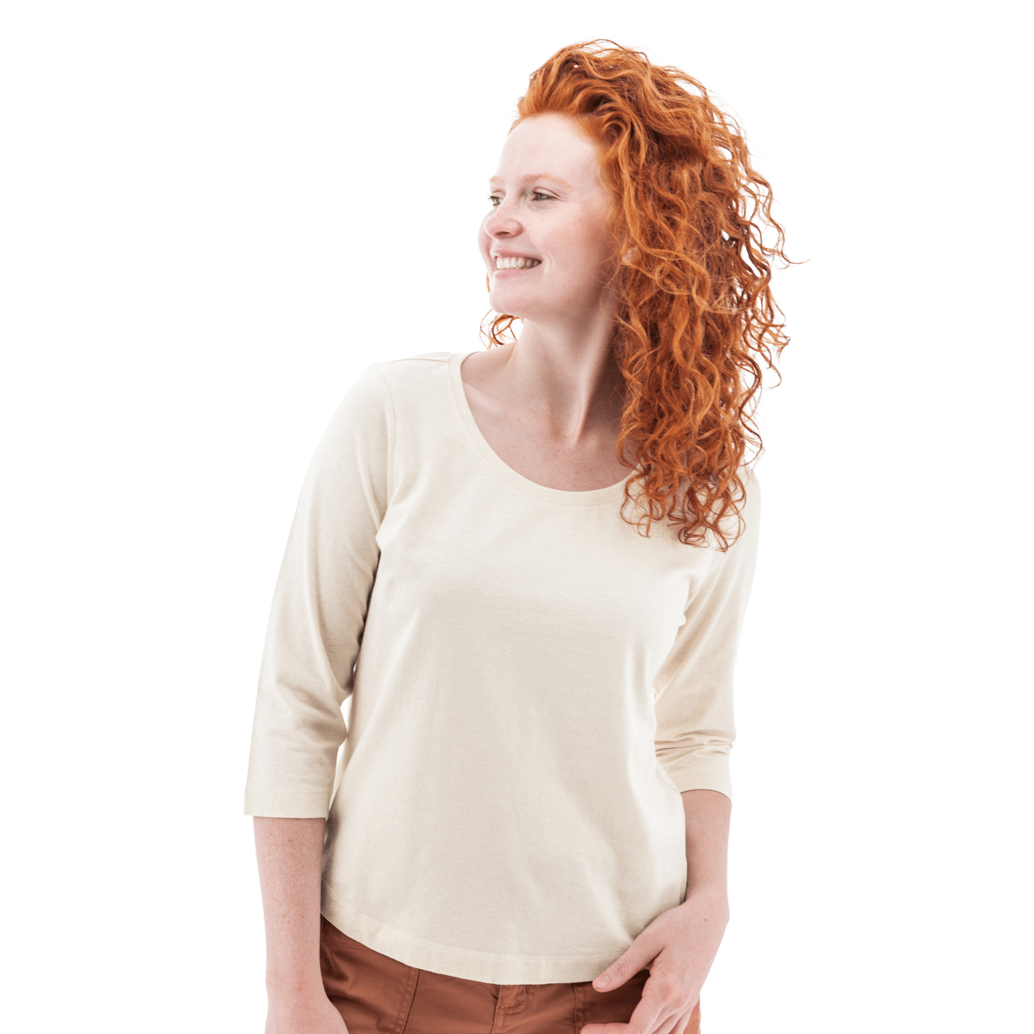 Old Ranch Women's Magnolia 25 Organic Three Quarter Sleeve Top - Egret by Lenny's Shoe & Apparel