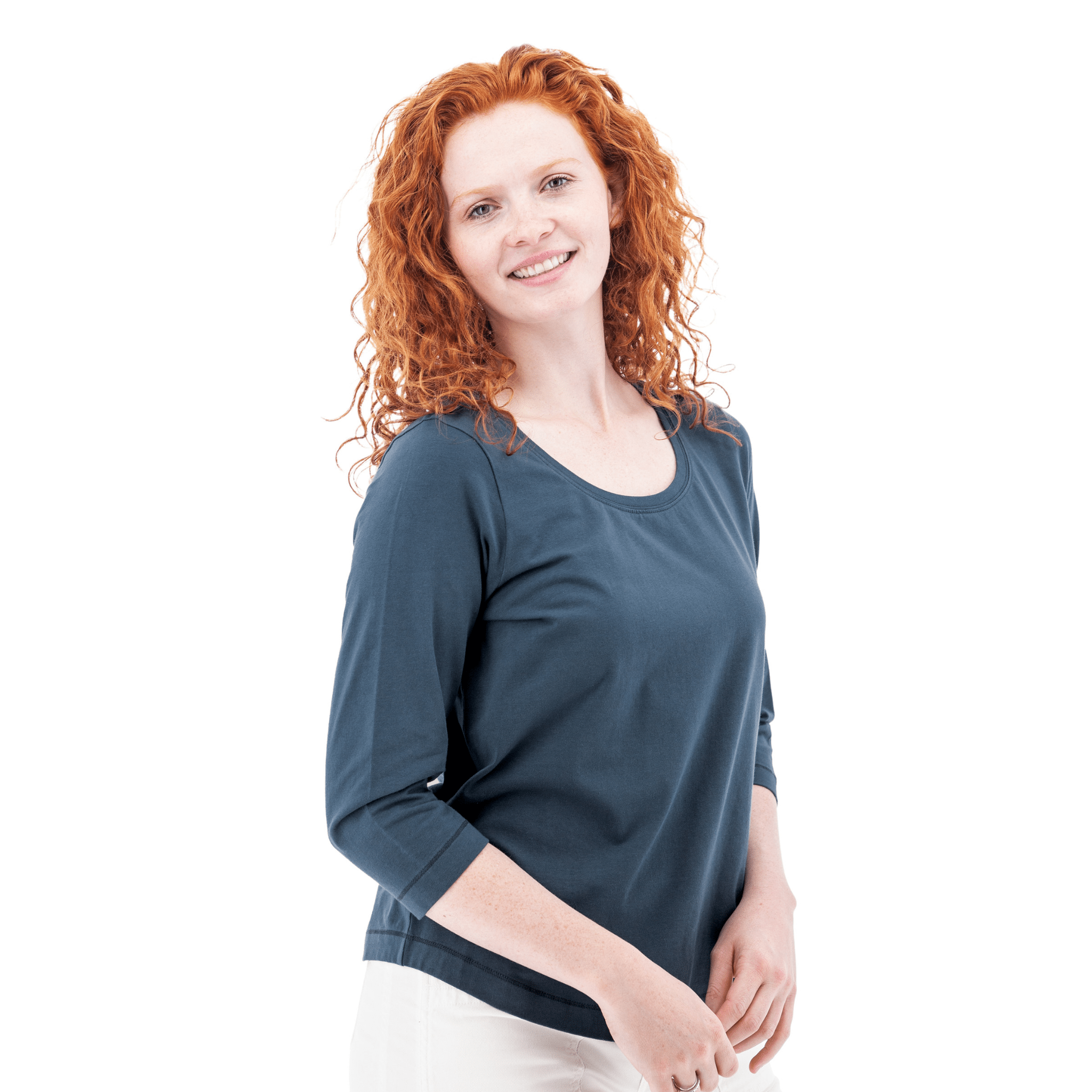 Old Ranch Women's Magnolia 25 Organic Three Quarter Sleeve Top - Midnight Navy by Lenny's Shoe & Apparel