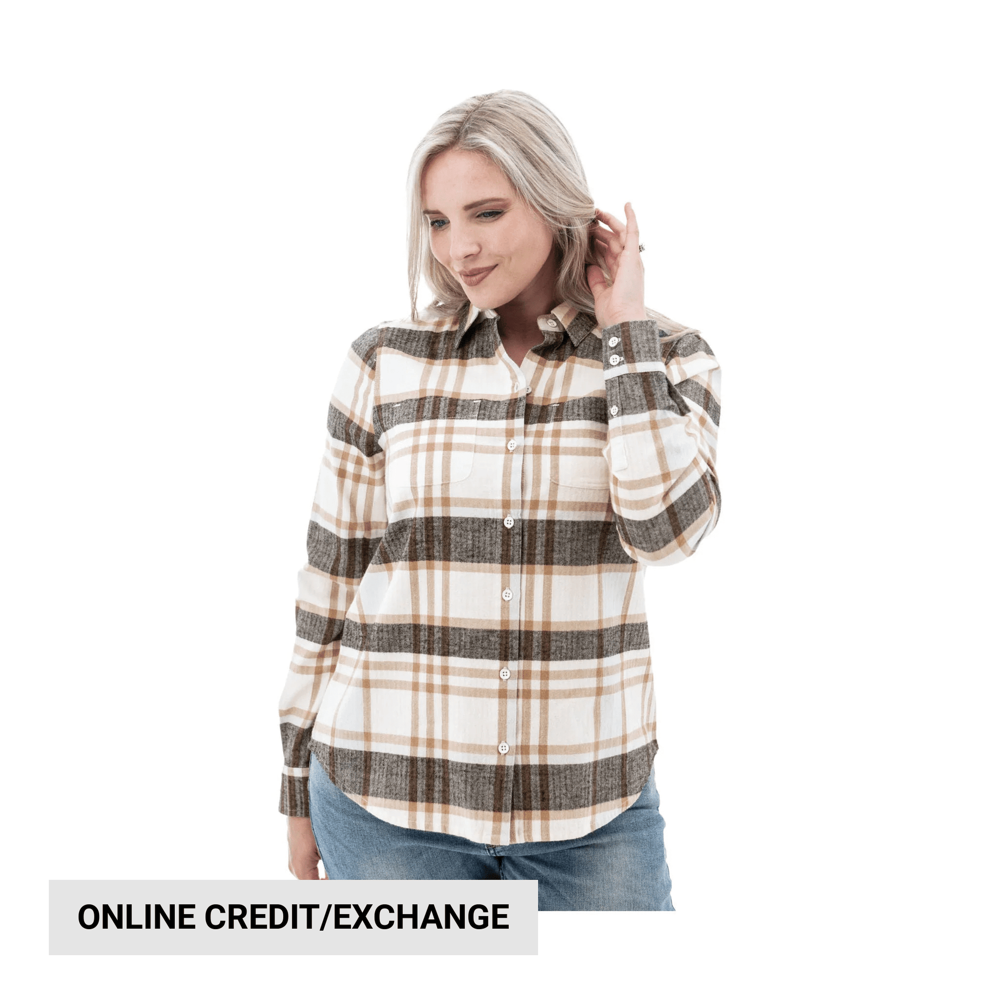 Old Ranch Women's Salina Organic Plaid Shirt - White by Lenny's Shoe & Apparel
