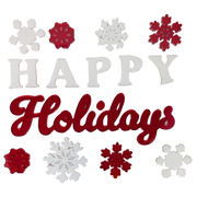 Holiday Window Gel Clings – Happy Holidays Snowflake Set (14 Pieces)