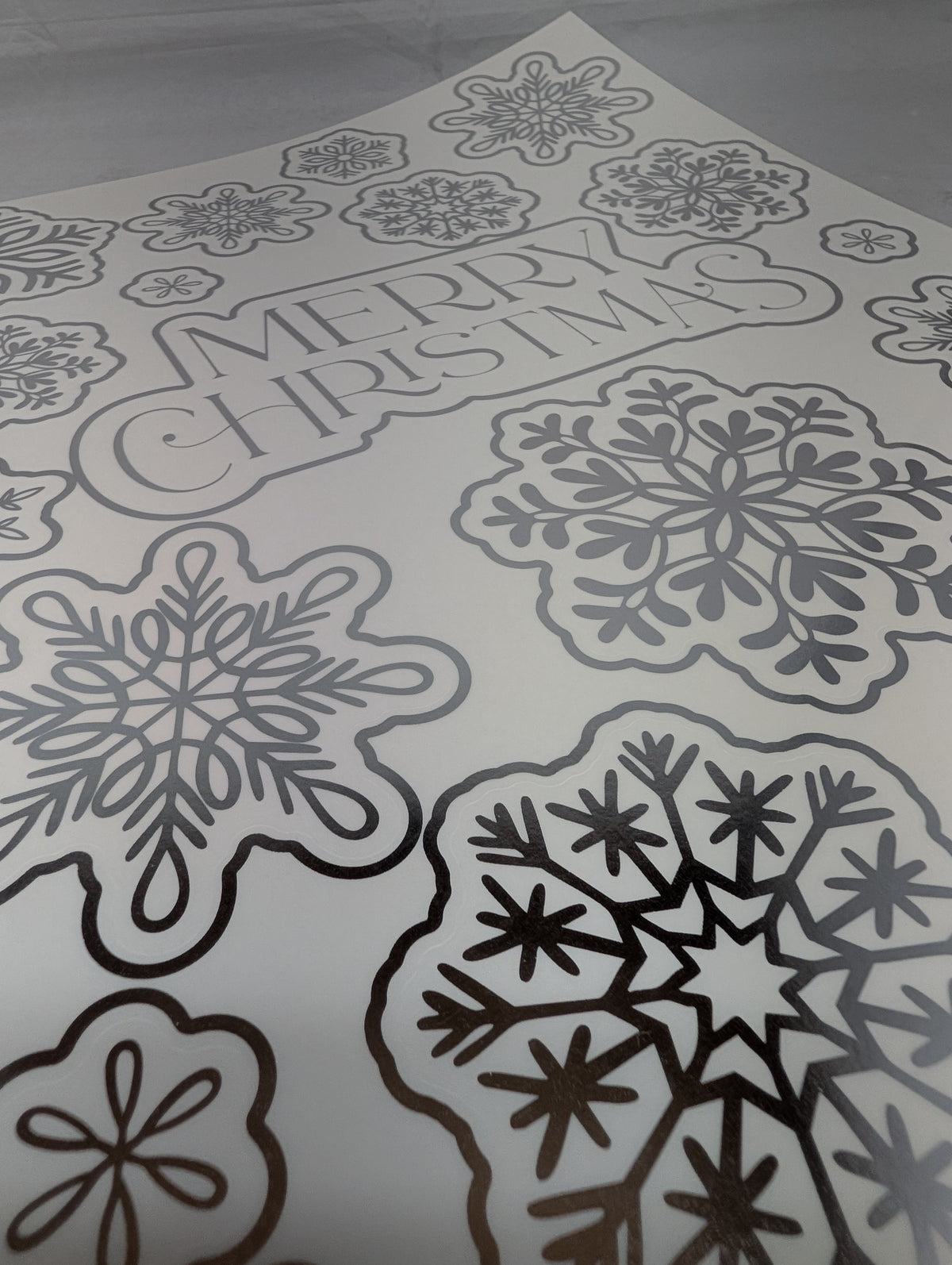 Elegant Snowflake Window Foil Cling Sheet – Minimalist Line-Art Design