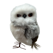 Oliver Faux Fur Owl Figurine - Looking Left