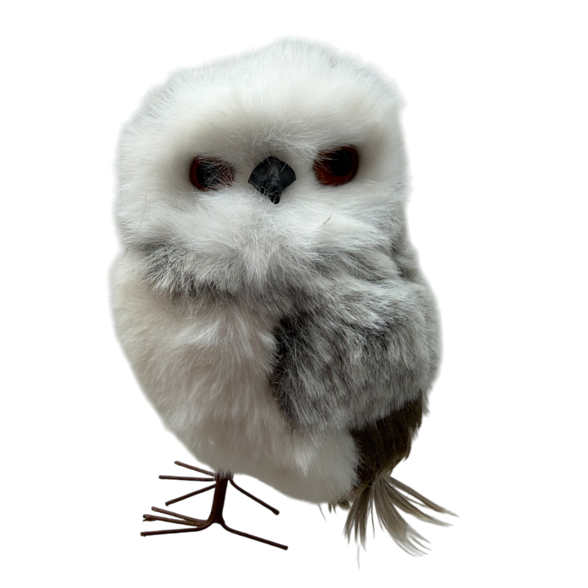 Oliver Faux Fur Owl Figurine - Looking Left